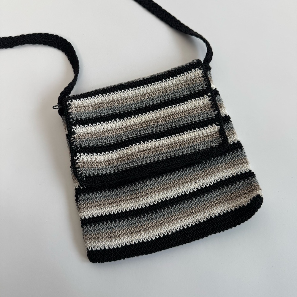 Y2K Striped Black and Gray Crossbody Bag